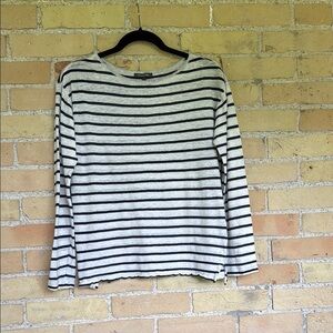 Michael Stars Linen Striped Long Sleeve Top